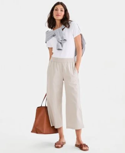 Style Co Womens Pull On Wide Leg Capri Pants Macys Exclusive