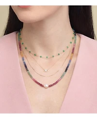 The Lovery Emerald Bead Chain Necklace 14K Gold