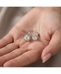Genevive Sterling Silver with Clear Cubic Zirconia Classic Leverback Earrings