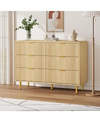 gaomon Fluted 6-Drawer Dresser, 39.4" Wide Modern Wooden Chest with Metal Handles, Large Storage Organizer for Bedroom, Living Room, Hallway