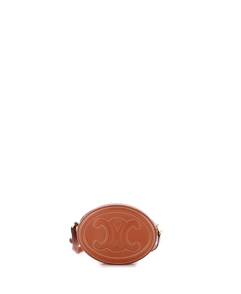 Pre-Owned Celine Mini Triomphe Oval Crossbody Bag Leather
