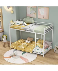 Gymax Twin Over Low Metal Bunk Bed with Ladder Guardrails for Teens Adults