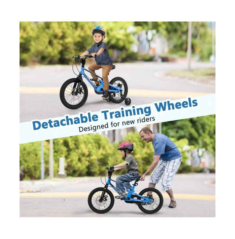 Hongge 16 Inch Kids Bike Adjustable with Shock Absorber and Bell for Aged 4 to 7-16 inches