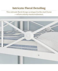 gaomon Industrial Bunk Bed, Heavy-Duty Steel Frame with Safety Guard Rails & Quiet Slats, Space-Saving for Kids, Steel Bed for School.