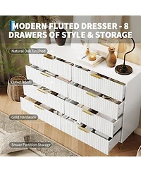 gaomon Dresser for Bedroom with 8 Drawers,55'' Wide Modern Chest of Wooden Metal Handle,Clothes Storage Organizer,Dresser Tv Stand