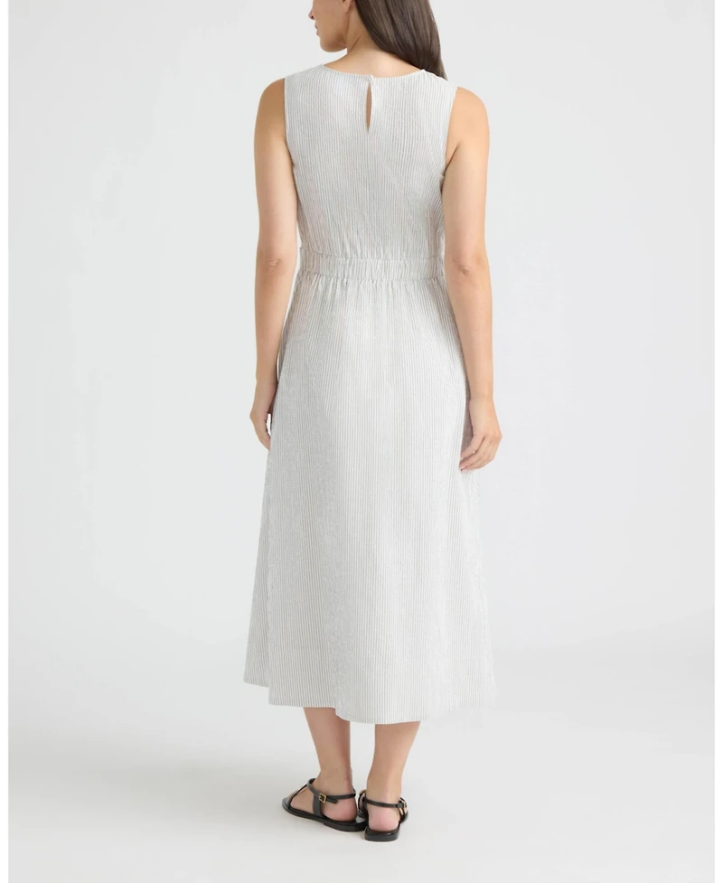 Ellen Tracy Women's Sheersucker Twist Detail Dress