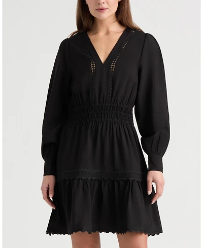Ellen Tracy Women's Long Sleeve Dress with Flounce Hem