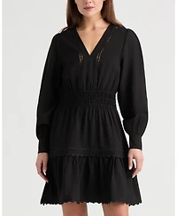 Ellen Tracy Women's Long Sleeve Dress with Flounce Hem