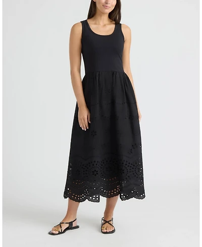 Ellen Tracy Women's Twofer Dress with Eyelet Skirt