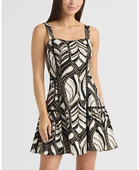 Ellen Tracy Women's Linen Dotted Lace Trim Dress