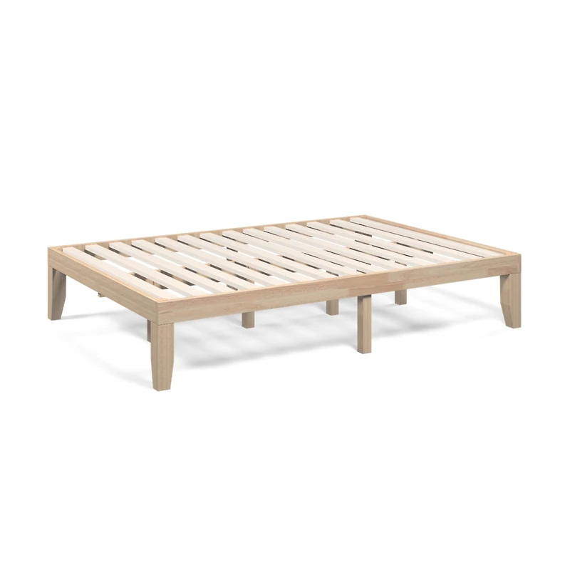 Sugift 14 Inch Full Size Wood Platform Bed Frame with Wood Slat Support