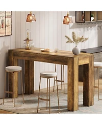 Tribesigns 63" Rectangular Dining Table, Rustic Wooden Kitchen Table with 4 Sturdy Legs