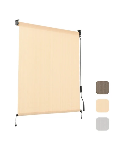Aoodor Patio Roller Shade x 8 ft Hdpe Fabric Outdoor Cordless Roll Up with Uv Protection, Blinds