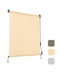 Aoodor Patio Roller Shade x 8 ft Hdpe Fabric Outdoor Cordless Roll Up with Uv Protection, Blinds