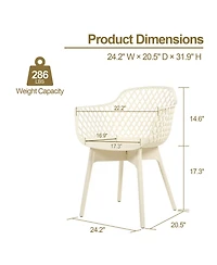 Aoodor Modern Dining Chairs Set of 2, Weather-Resistant Plastic Cafe with Ergonomic Back and Non-Slip Pad, Suitable for Patio, Restaurant