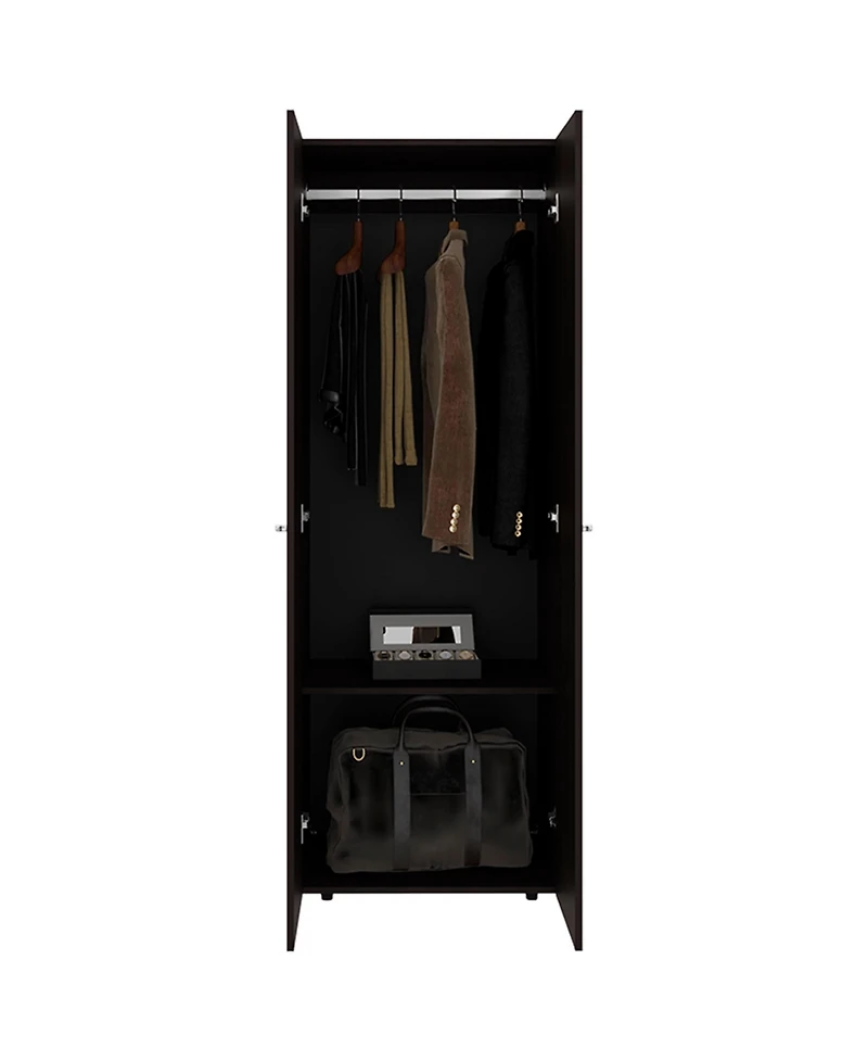 flynama Armoire with 2 Doors 2 Shelves in Wengue Bedroom Storage Cabinet