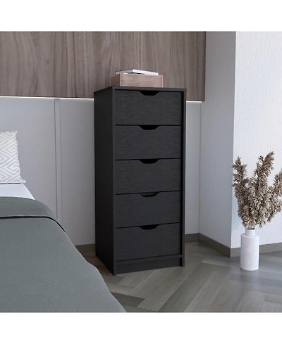 flynama Black 5-Drawer Tall Dresser with Pull-Out Storage System