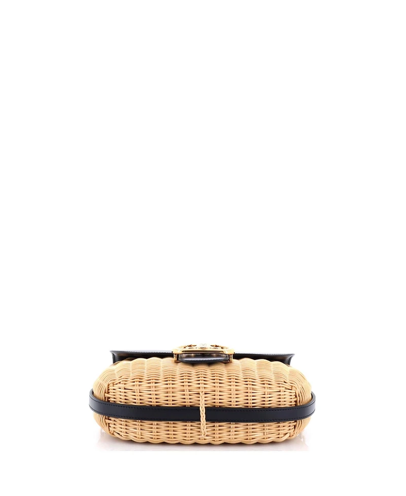 Pre-Owned Celine Small Chaine Maillon Triomphe Bag Wicker with Leather