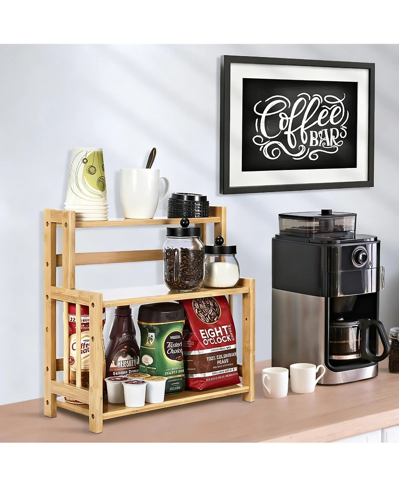 Yigii 3-Tier Wooden Countertop Organizer Shelf for Kitchen Spice Bathroom Makeup Storage