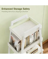 Yigii Ladder Shelf 4 Tier Wood Metal Frame Bookshelf Display Plant Stand Storage