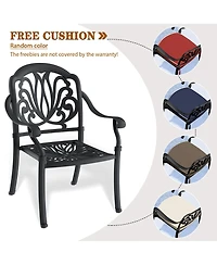 Clihome 2Pcs Patio Dining Chair Cast Aluminum Chair with Frame and Cushions