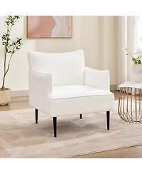 gaomon Modern Accent Chair - Mid-Century Linen Fabric Living Room Armchair Single Sofa Upholstered Comfy Reading Chair Accent Chair