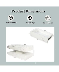 Rainsken Led Coffee Table, Modern Living Room Table, 2-Tier Center Table with Storage Drawer for Home Office, Waiting Area, Reception Room