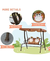 Outsunny Kids Patio Swing, Children Outdoor 2-Seat Porch Bench with Adjustable Canopy