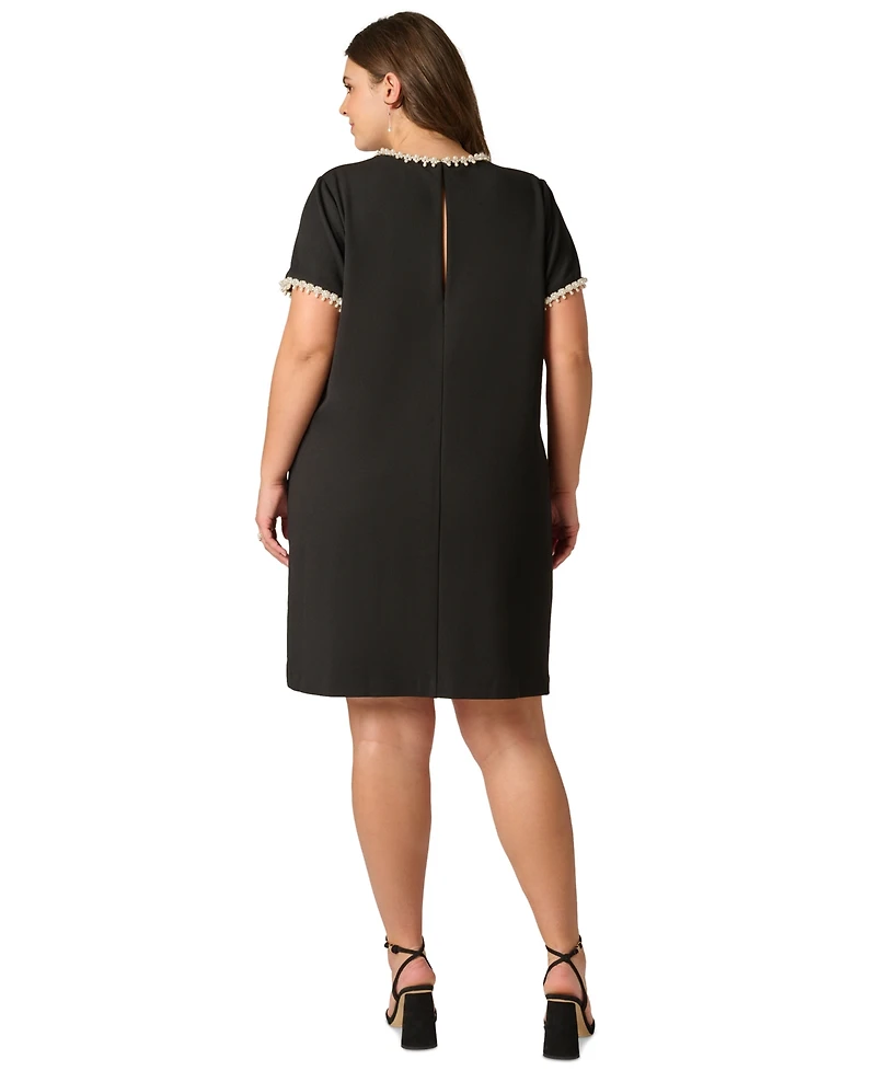 Adrianna Papell Plus Short-Sleeve Crew Neck Short Dress