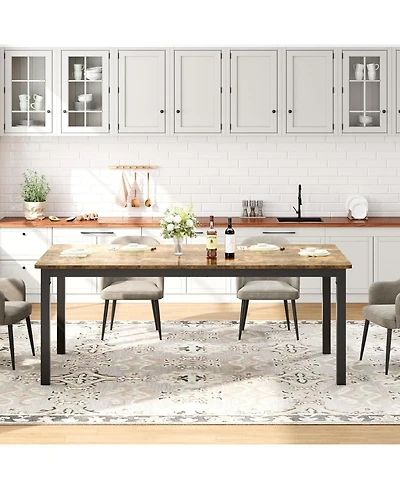 gaomon 71" Rectangle Dining Table for 6-8, Modern Wood Table, Sturdy Metal Legs, Dining, Living, Conference