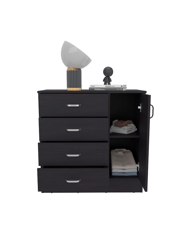 flynama Modern 5 Drawer Dresser Solid Wood Cabinet with Metal Handles for Bedroom Home Office Hallway