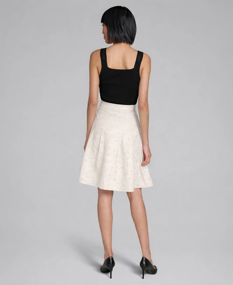 Karl Lagerfeld Paris Women's A-Line Eyelet Skirt