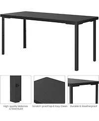 gaomon 3-Piece Metal Frame Dining Table Set with 2 Benches