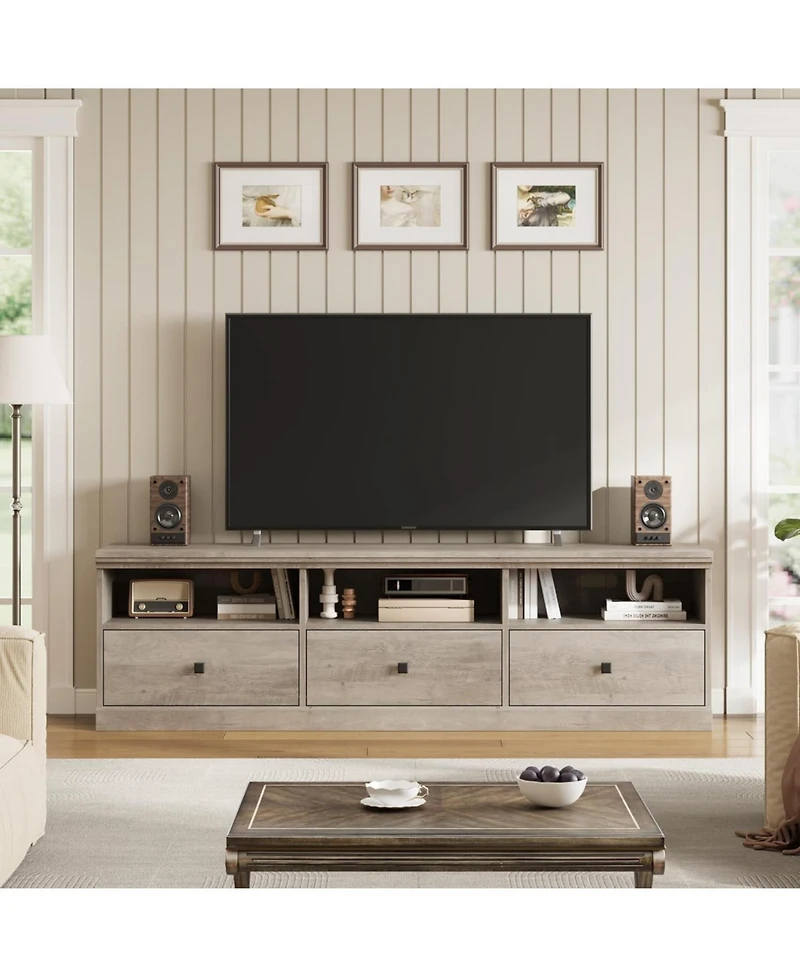 gaomon Tv Stand for Tv, Entertainment Center with Storage Drawer, Mid-Century Modern Console Open Shelves