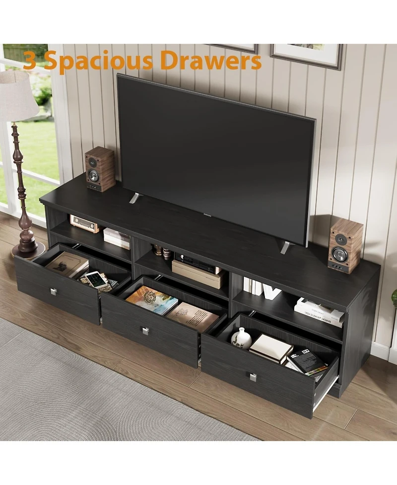 gaomon Tv Stand for Tv, Entertainment Center with Storage Drawer, Mid-Century Modern Console Open Shelves