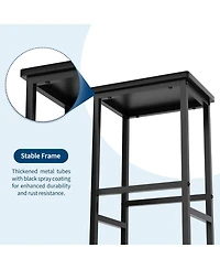 gaomon 3-Piece Kitchen Table Set with Storage Shelves & 2 Bar Stools, Iron & Wood, Dining Table for Small Spaces