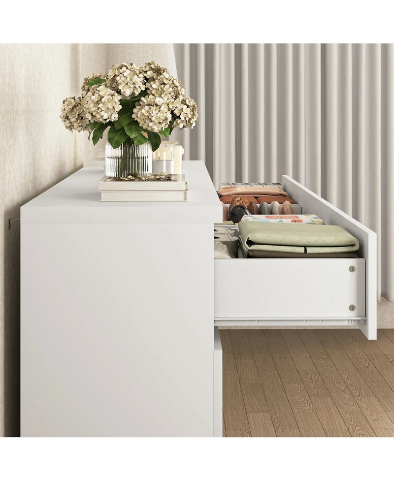 flynama White 12-Drawer Double Dresser Storage Cabinet for Bedroom