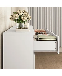 flynama White 12-Drawer Double Dresser Storage Cabinet for Bedroom