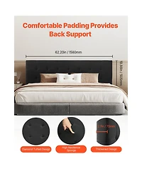 Flynama Queen Size Adjustable Height Diamond Tufted Headboard 62.2W x 42.72-54.53H x 2.76D inch