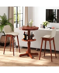 Sugift 2-Tier Round High Top Bar Table with Storage Shelf and Pedestal Base-Espresso