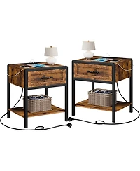 gaomon Full Bed Frame with Nightstands Set of 2 Platform Bed Frame with Headboard Safe Rounded Corners Modern Bedside End Tables Bedroom Set