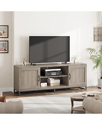 gaomon Farmhouse Tv Stand , Entertainment Center 2-Tier Adjustable Shelves, Wooden Tv & Media Console Table for 75 Inch