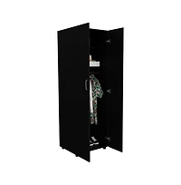 flynama Slim Armoire for Bedroom with 2 Shelves Hanging Rod Double Door