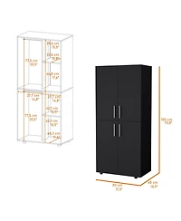 flynama Hazel Armoire Melamine with Two Doors Four Shelves and Two Clothes Hanging Bars Bedroom Storage Organizer