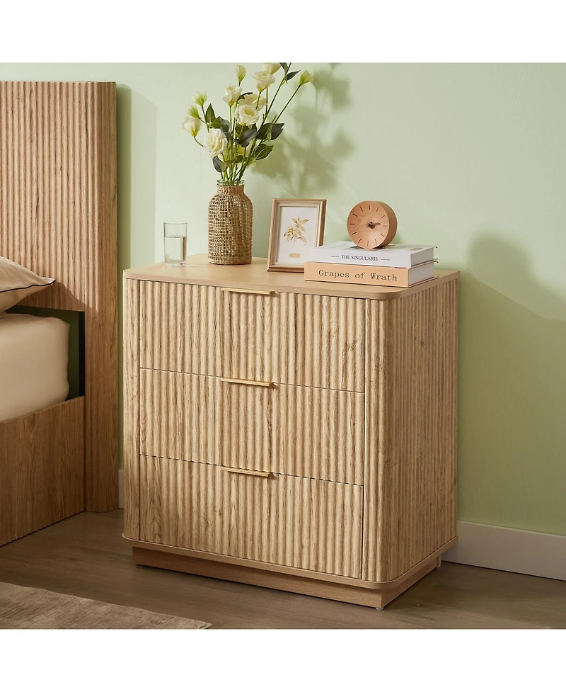 flynama 3 Drawer Modern Dresser Multipurpose Cabinet for Kids Room Home Furniture With Spacious Drawers Easy Assembly Dura