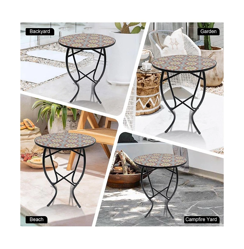 Jiallo Mosaic Art Collection Floral Accent Table