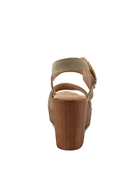 Spring Step Women's Gamona Ankle-Strap Heeled Sandal with Decorative Buckle - Cork Chunky High Heel