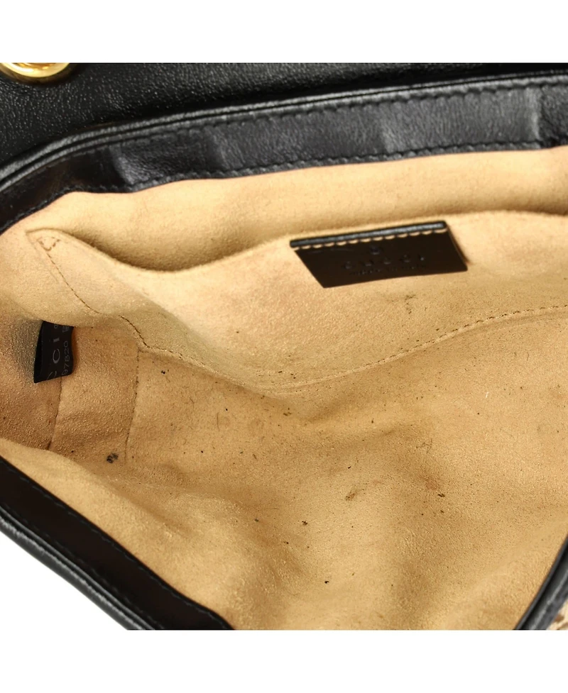 Pre-Owned Gucci Mini Gg Marmont Flap Bag Diagonal Quilted Gg Canvas with Leather