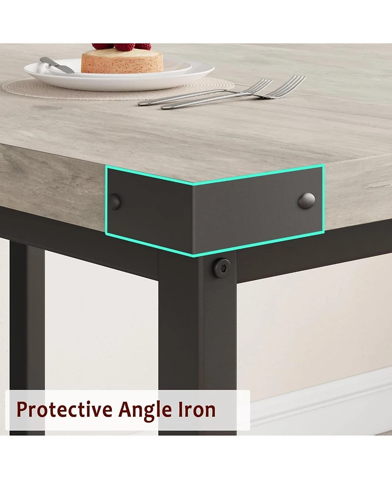 gaomon 3-Piece 63" Extendable Rectangular Dining Table Set with Metal Frame and 2 Benches