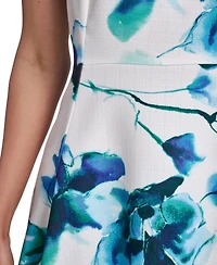 Calvin Klein Petite Hopsack Short-Sleeve Jewel Neck Dress